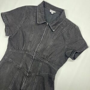 Le Lis Collection Black Denim Zip Front Mini Dress Medium Y2K MD4322-1